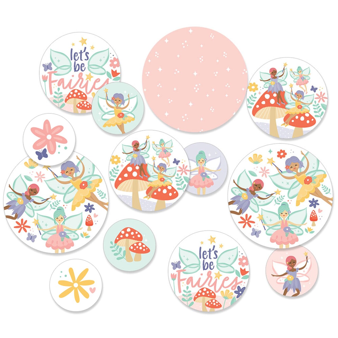 Big Dot of Happiness Let's Be Fairies - Fairy Garden Birthday Party Giant Circle Confetti - Party Decorations - Large Confetti 27 Count